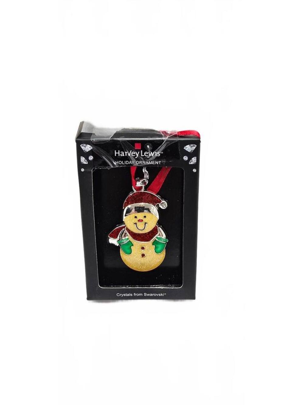 Harvey Lewis Holiday Snowman Ornament with Swarovski Crystals